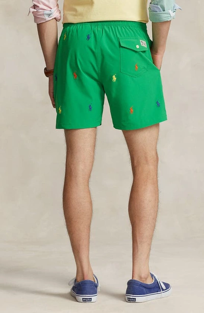 Shop Polo Ralph Lauren Traveler Swim Trunks In Preppy Green