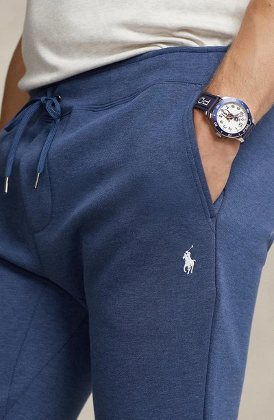 Shop Polo Ralph Lauren Double Knit Joggers In Derby Blue Heather