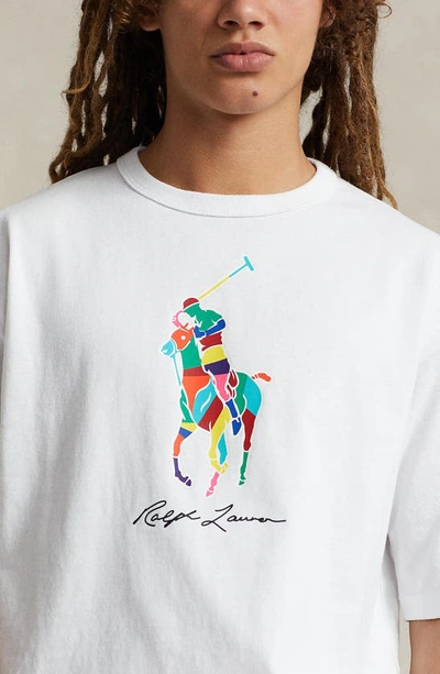 Shop Polo Ralph Lauren Patchwork Pony Rider Graphic T-shirt In White