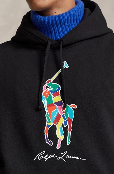 Shop Polo Ralph Lauren Big Fit Big Pony Fleece Graphic Hoodie In Polo Black