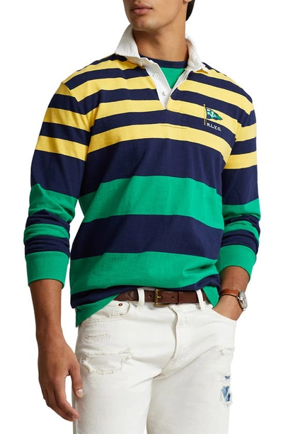 Shop Polo Ralph Lauren Stripe Cotton Rugby Shirt In Chrome Yellow Multi