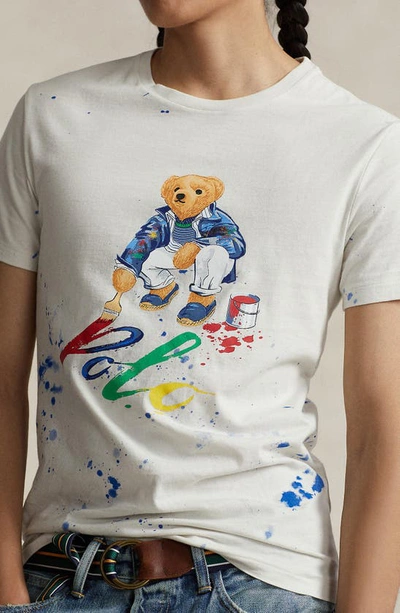 Shop Polo Ralph Lauren Painter Bear Graphic T-shirt In Nevis Paint Bear
