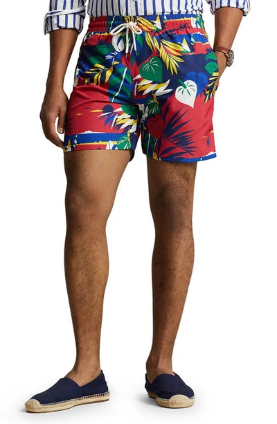 Shop Polo Ralph Lauren Traveler Swim Trunks In Deco Tropical Seascape