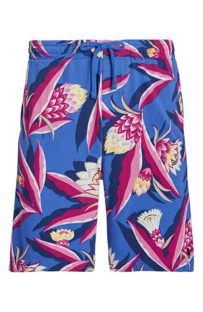 Shop Polo Ralph Lauren Floral French Terry Sweat Shorts In Bonheur Floral/ Spa Royal
