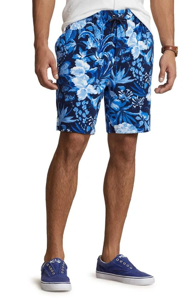 Shop Polo Ralph Lauren Floral Stretch Terry Cloth Shorts In Jardin Floral/ Navy