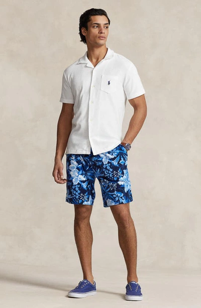 Shop Polo Ralph Lauren Floral Stretch Terry Cloth Shorts In Jardin Floral/ Navy