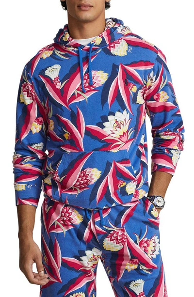 Shop Polo Ralph Lauren Floral French Terry Hoodie In Bonheur Floral/ Spa Royal