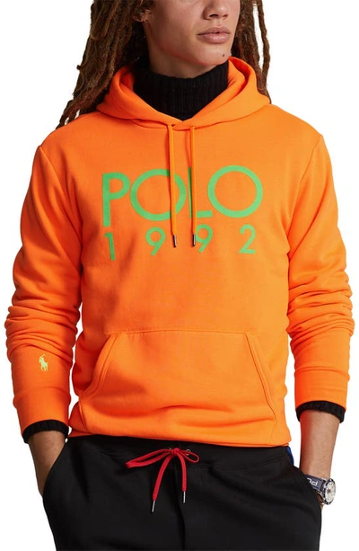 Shop Polo Ralph Lauren Magic Fleece Graphic Hoodie In Blaze Survival Orange