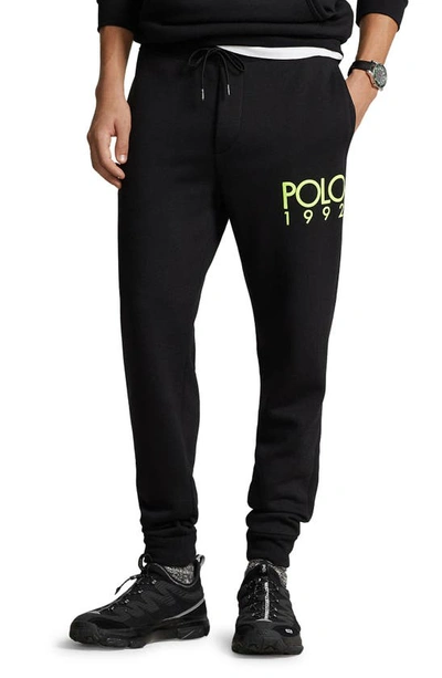 Shop Polo Ralph Lauren Magic Fleece Graphic Joggers In Polo Black