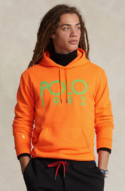 Shop Polo Ralph Lauren Magic Fleece Graphic Hoodie In Blaze Survival Orange