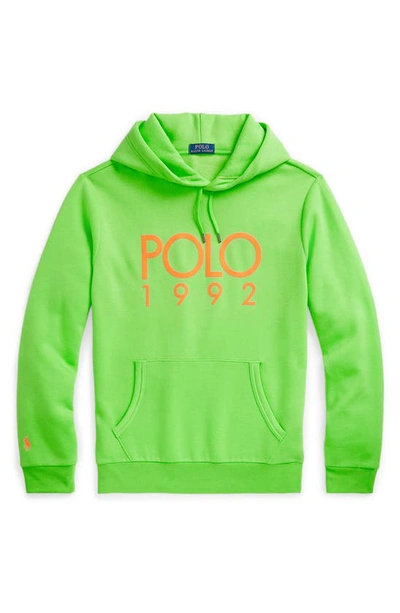 Shop Polo Ralph Lauren Magic Fleece Graphic Hoodie In Blaze Field Lime