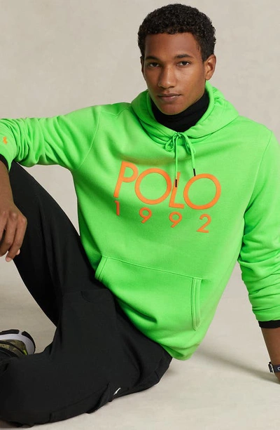 Shop Polo Ralph Lauren Magic Fleece Graphic Hoodie In Blaze Field Lime