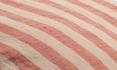Shop Piglet In Bed Pembroke Stripe Linen Flat Sheet In Sandstone Red Pembroke Stripe
