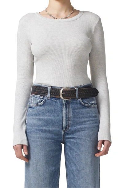 Shop Citizens Of Humanity Adeline Rib Long Sleeve Top In Heather Grey