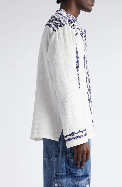 Shop Isabel Marant Cikariah Embroidered Cotton Top In Ecru