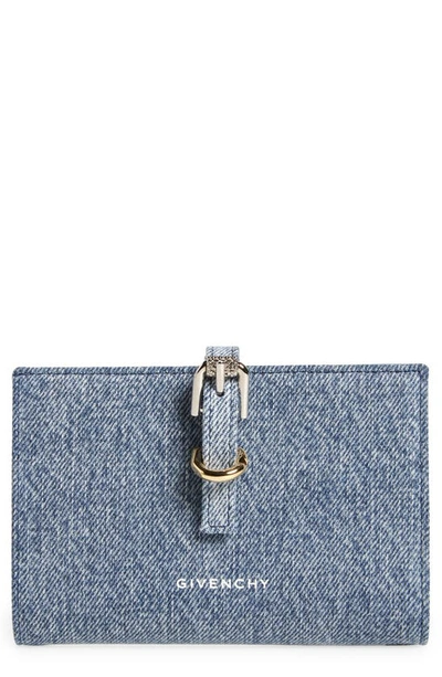 Shop Givenchy Voyou Denim Bifold Wallet In Medium Blue