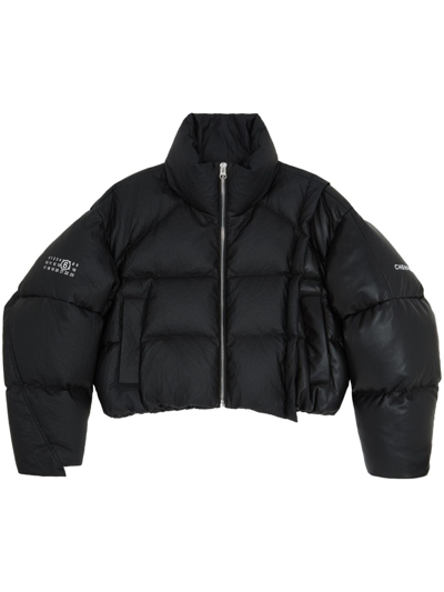 Shop Mm6 Maison Margiela X Chenpeng Black Cropped Padded Jacket