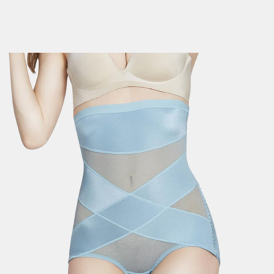 Shop Vigor Women Butt Lifter Shapewear Hi-waist Double Tummy Control Panty Waist Trainer Body Shaper In Blue