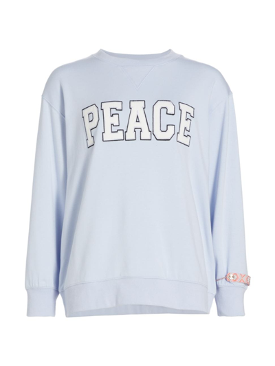Shop Big Feelings Women's Scarlett Peace Crewneck Sweatshirt In Ice Blue