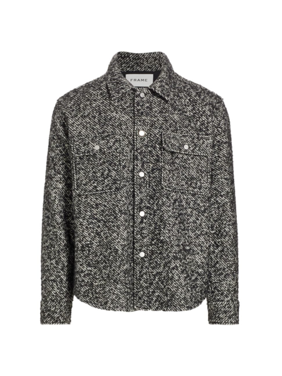 Shop Frame Men's Textured Wool-blend Overshirt In Grey