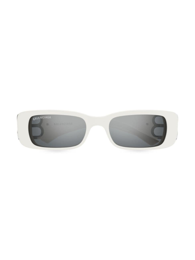 Shop Balenciaga Women's Dynasty 51mm Rectangular Sunglasses In White