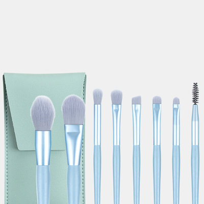 Shop Vigor Handy Size 8 Pcs Candy Color Makeup Brushes Tool Set In Blue