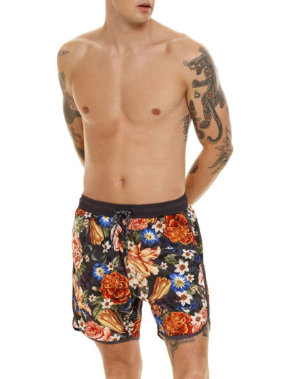 Shop Agua Bendita Men's Diving Into Dreams Liam Floral Swim Trunks In Neutral