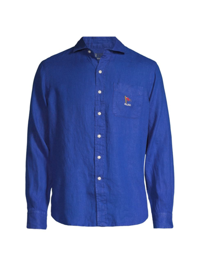 Shop Polo Ralph Lauren Men's Nautical Linen Long-sleeve Sport Shirt In Sapphire