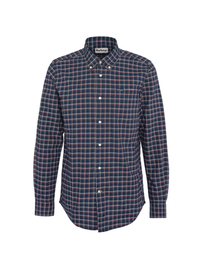Shop Barbour Men's Harthope Tattersall Check Cotton Button-down Shirt In Navy