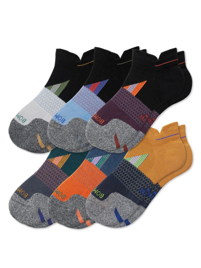 Shop Bombas Men's 6-pack Running Ankle Socks In Lake Butterscotch Multi