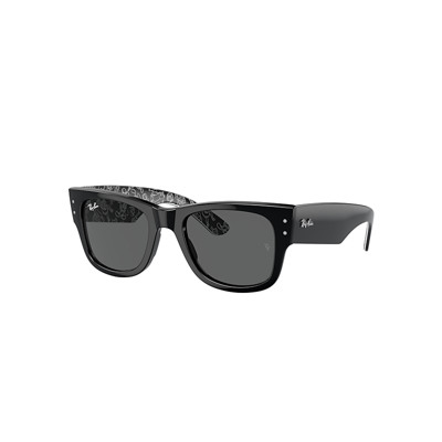 Ray Ban Mega Wayfarer Disney 100th Anniversary Sunglasses Black With Pattern White Frame Grey Lenses 51-21 In Black With Pattern White