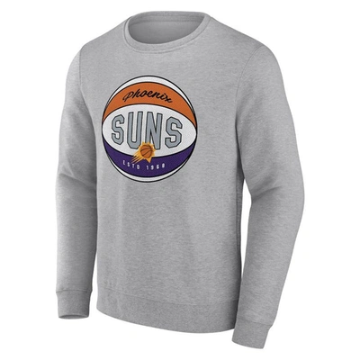 Fanatics Branded Heathered Gray Phoenix Suns True Classics Vint Pullover Sweatshirt In Heather Gray