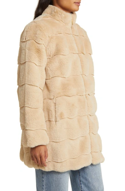 Shop Via Spiga Wavy Reversible Faux Fur Quilted Coat In Beige
