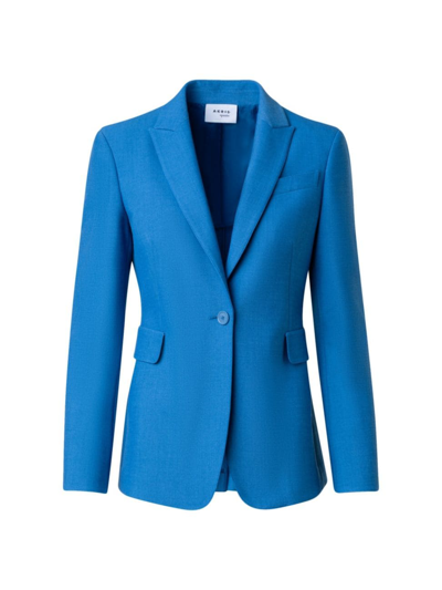 Shop Akris Punto Women's Crepe Blazer In Medium Blue Denim