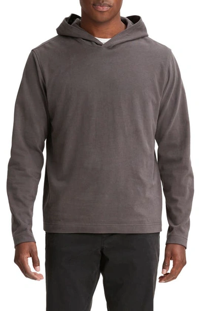 Shop Vince Long Sleeve Sueded Jersey Hoodie In Anchor Grey