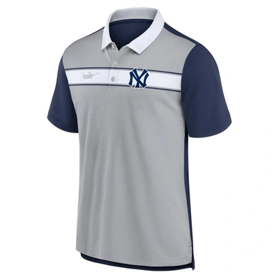 Shop Nike Gray/navy New York Yankees Rewind Stripe Polo