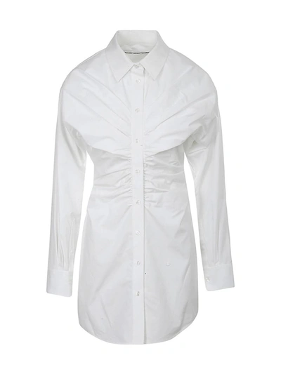 Shop Alexander Wang Pulled Shirt Dress With Back Cummerbund Clothing In White