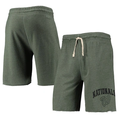 Shop Concepts Sport Heathered Green Washington Nationals Mainstream Logo Terry Tri-blend Shorts In Heather Green
