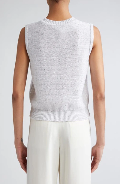 Akris Sequin Linen Blend Sweater Vest In 011 Ecru