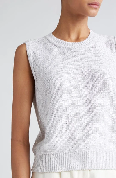 Akris Sequin Linen Blend Sweater Vest In 011 Ecru