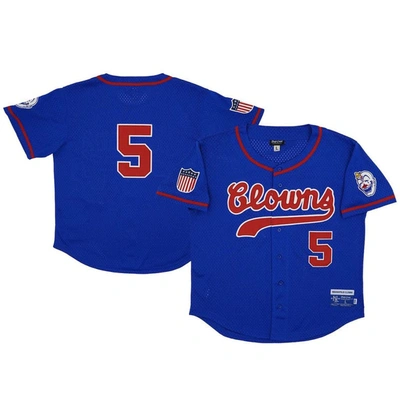Shop Rings & Crwns #5 Royal Indianapolis Clowns Mesh Button-down Replica Jersey