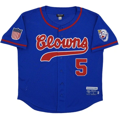 Shop Rings & Crwns #5 Royal Indianapolis Clowns Mesh Button-down Replica Jersey