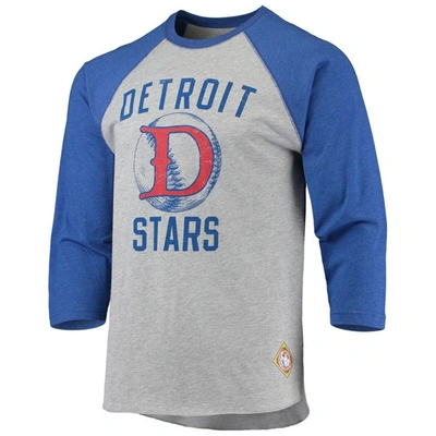 Shop Stitches Heathered Gray/royal Detroit Stars Negro League Wordmark Raglan 3/4-sleeve T-shirt In Heather Gray