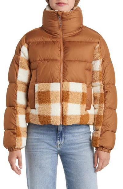 Shop Columbia Leadbetter Point™ High Pile Fleece Hybrid Jacket In Camel Brown/ Camel Brown Check