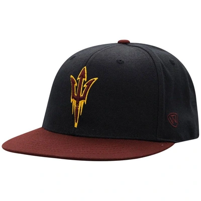 Shop Top Of The World Black/maroon Arizona State Sun Devils Team Color Two-tone Fitted Hat