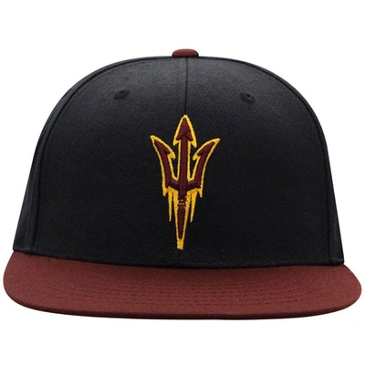 Shop Top Of The World Black/maroon Arizona State Sun Devils Team Color Two-tone Fitted Hat