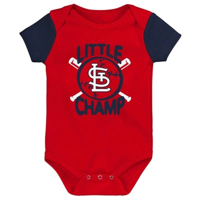 Shop Outerstuff Newborn & Infant Red/navy St. Louis Cardinals Little Champ Three-pack Bodysuit Bib & Booties Set