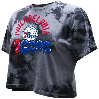 Shop Stadium Essentials Charcoal Philadelphia 76ers Street Art Dark Crystal Washed Crop T-shirt