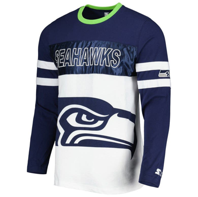 Shop Starter College Navy/white Seattle Seahawks Halftime Long Sleeve T-shirt