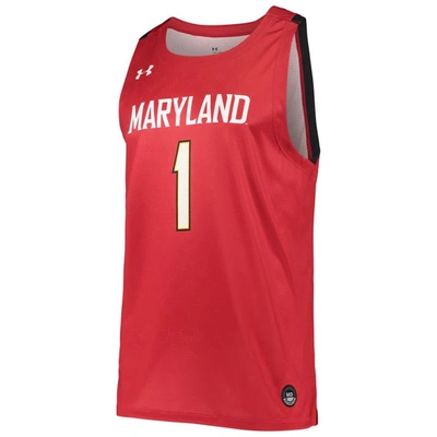 Shop Under Armour #1 Red Maryland Terrapins College Replica Basketball Jersey